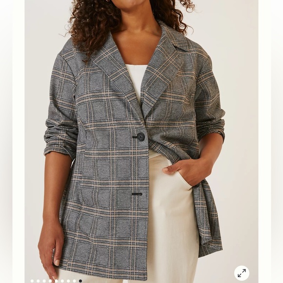 Anthropologie Avec Les Filles Longline Plaid Blazer - Picture 2 of 13